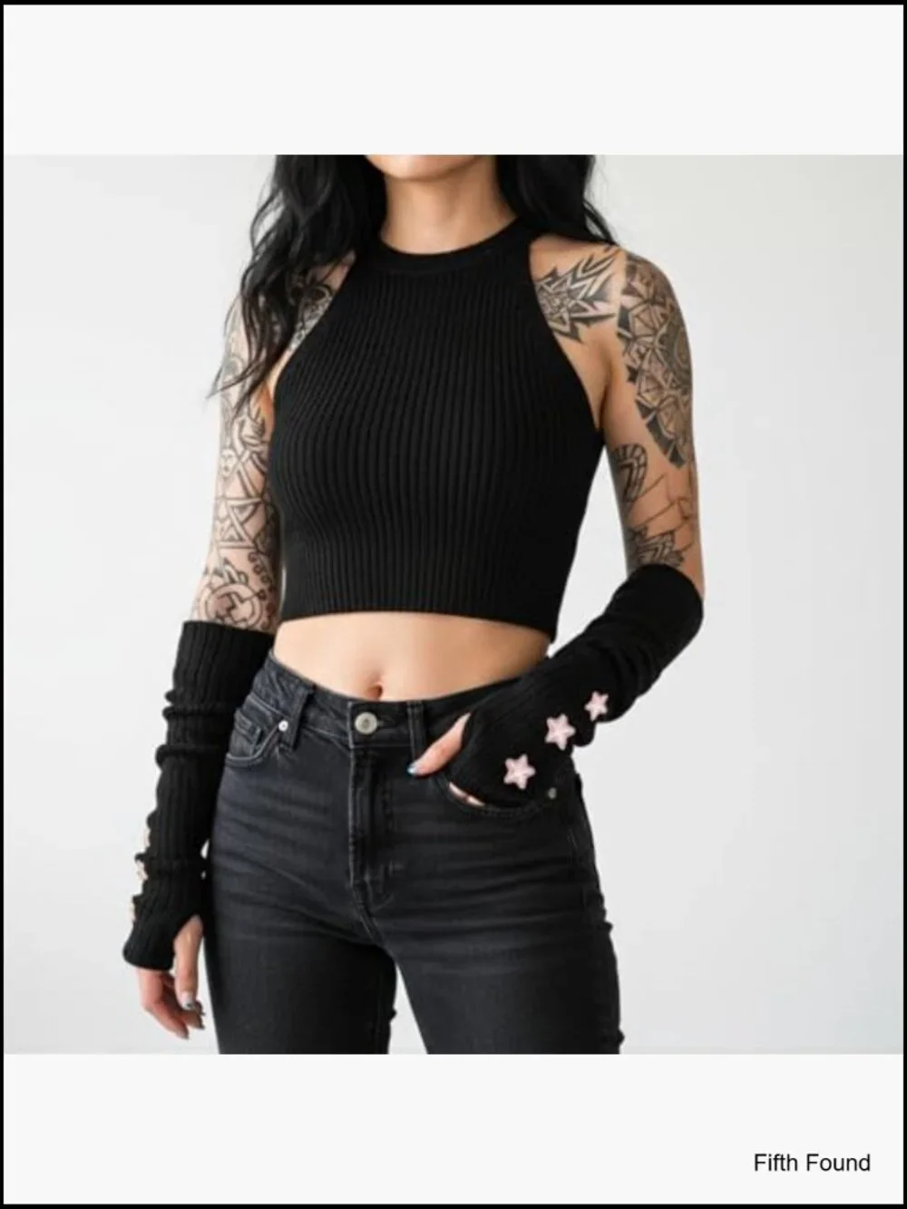 Knit Fingerless Arm Warmers Half Gloves Thumb Hole Kawaii Cosplay